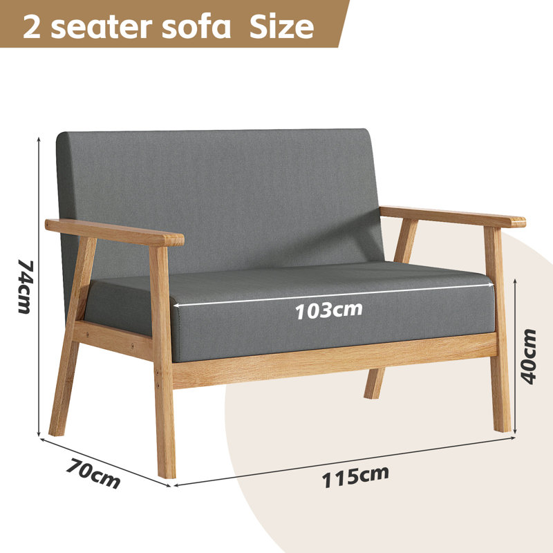 Mosser Upholstered Accent Chair, Beige, 74cm H x 115cm W x 70cm D