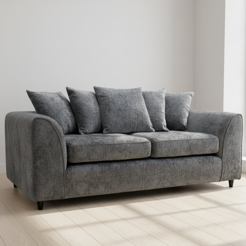 3 Seater Chenille Sofa, Grey
