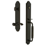 Arc Handleset with Single Cylinder Deadbolt and Portofino Door Lever and Arc Rosette