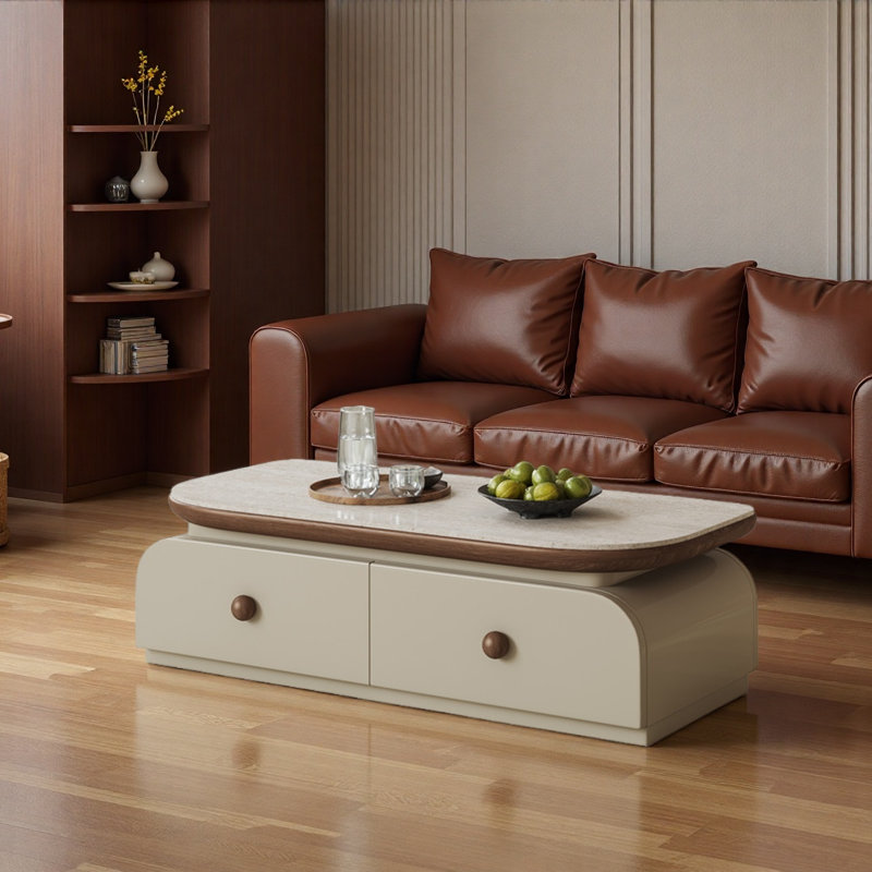 Table basse à quatre tiroirs Creamy Rockboard