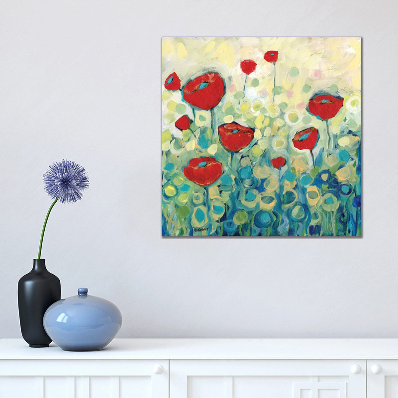 Floral X 1 Piece Painting on Canvas, 45.72cm H x 45.72cm W x 1.91cm D, Wrapped Canvas