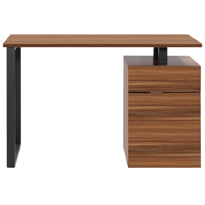 Computer Desk, Dark Brown, Left, Black