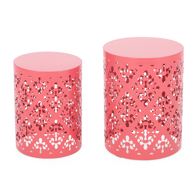 Table de bout moderne en métal S / 2, avec décoration en fer, structure thermolaquée, aucun assemblage requis, Corail