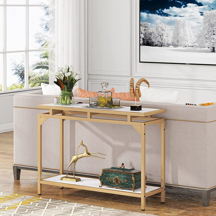 Sofa Console Table, Narrow Long Entryway Table with Storage Shelf