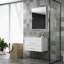 Meuble-lavabo mural blanc brillant avec miroir-1924910841