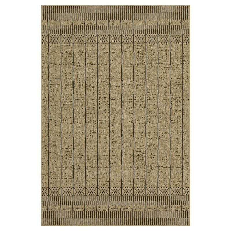 Earth GC_NTL1008 Jute/Black 5 ft. 3 in. x 7 ft. 3 in. Indoor/Outdoor Area Rug, Rectangle 5'3" x 7'3", Natural/Black