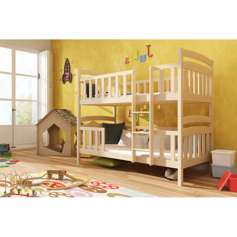 Azaiah Bunk Bed with Built-in Ladder Included, Pine