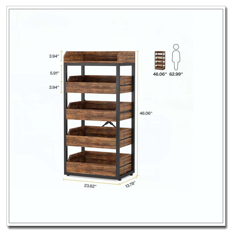 Étagère de rangement à 5 niveaux pour fruits et légumes, garde-manger, cuisine et salon