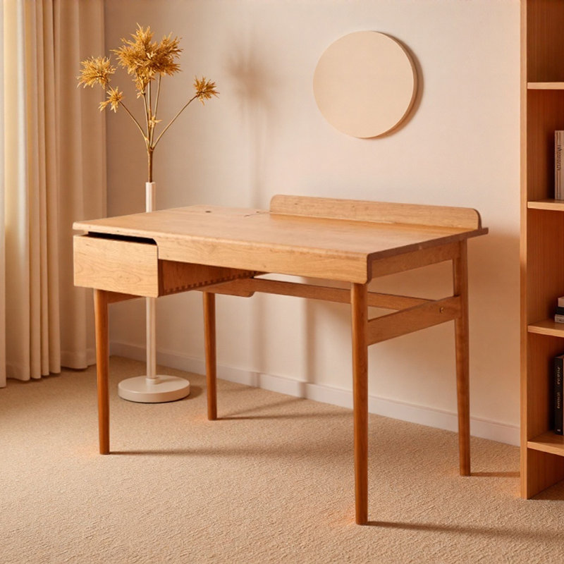 Simple Small-sized Cherry Solid Wood Writing Desk, 31.88" H x 47.24" W x 23.62" D