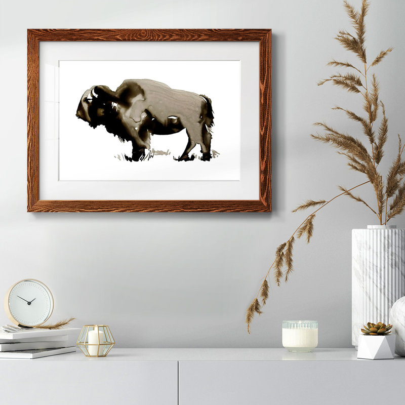 Bison monochrome II - impression d'un cadre photo unique, H 26 po x l 38 po x P 1,5 po, Cadre érable