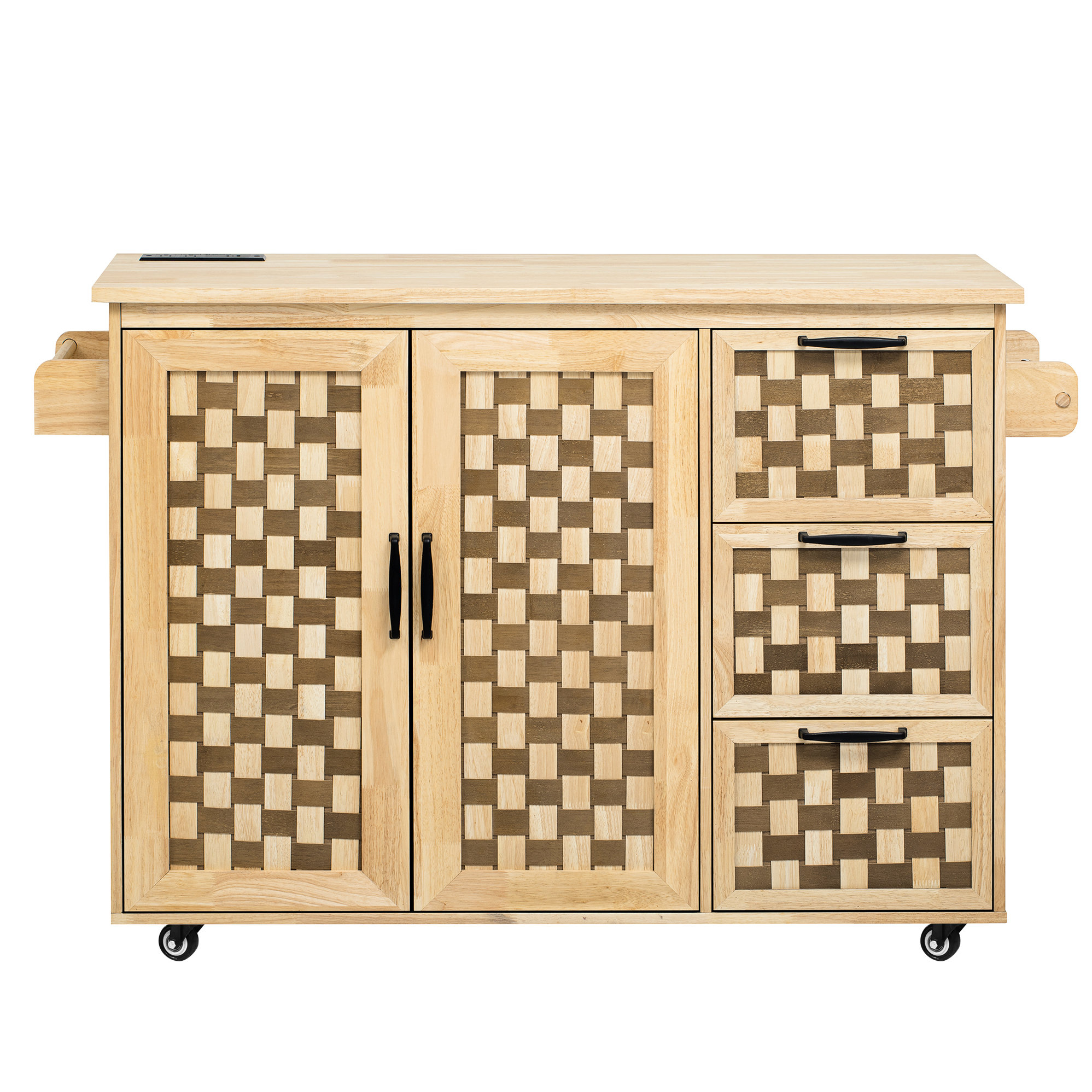 Red Barrel Studio® Vintage Kitchen Island With Checkerboard Surface, 3 ...