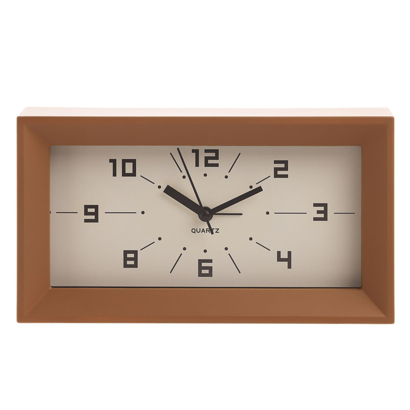 Analog Quartz Movement / Crystal Alarm Tabletop Clock, Brown