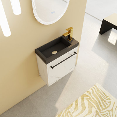 Meuble-lavabo mural flottant 20 po avec lavabo et porte d'armoire à fermeture en douceur 20 po