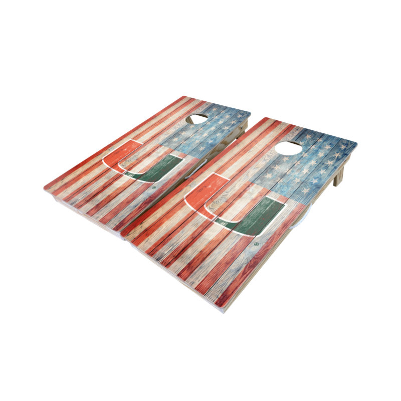 Ensemble de cornhole 10 pièces university of miami american flag