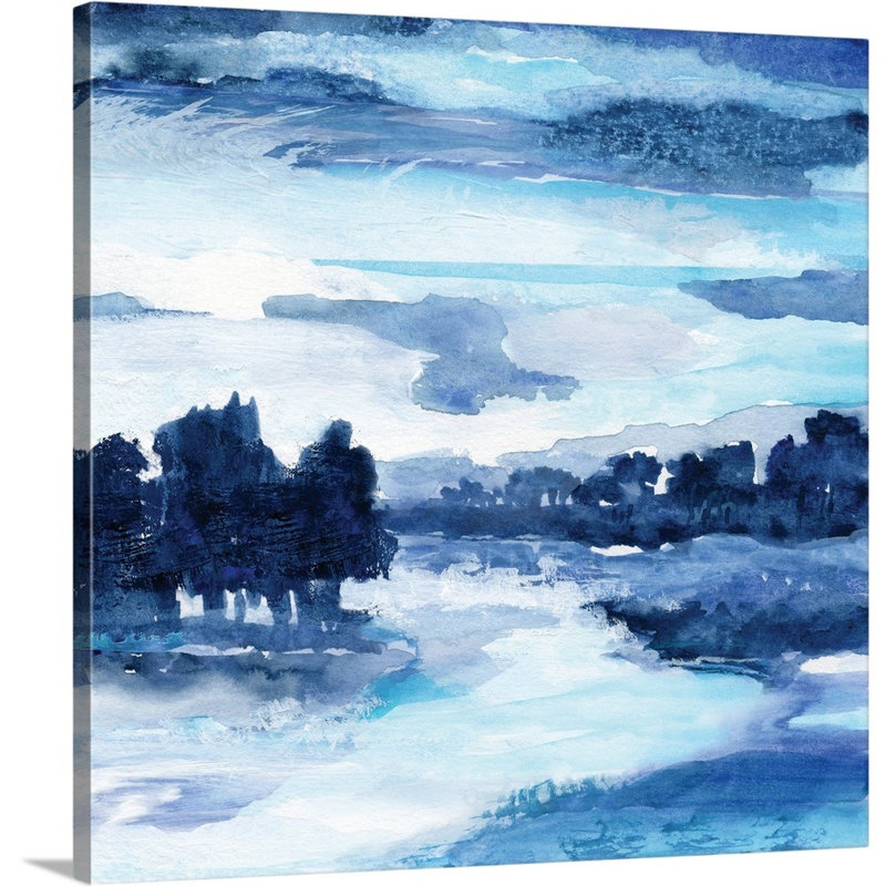 Indigo Land I - reproduction d'art sur toile, H 12 po x l 12 po x P 1,25 po, Toile tendue