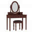 Bureau de coiffeuse rétro avec miroir réglable, tabouret rembourré et tiroirs doublés de velours pour un rangement élégant pour le maquillage-1962818873