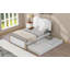 Lit plateforme simple tapissier avec pieds de support en bois et lit gigogne simple, blanc