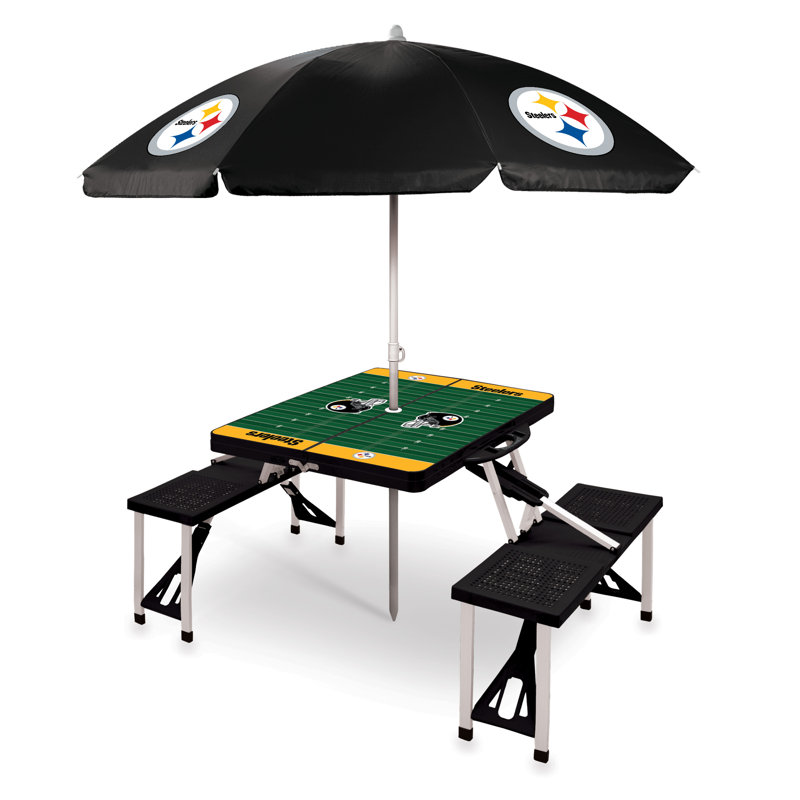 NFL Patio Dining Set with Rectangular Table, Pittsburgh Steelers, Black