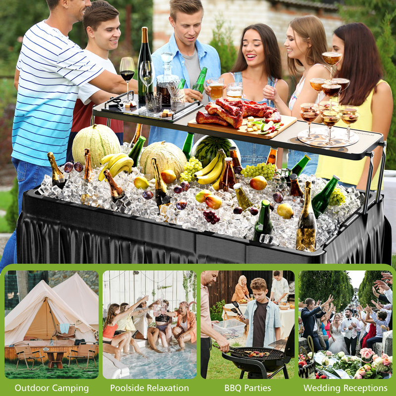 Outdoor Folding Ice Cooler Table, Black