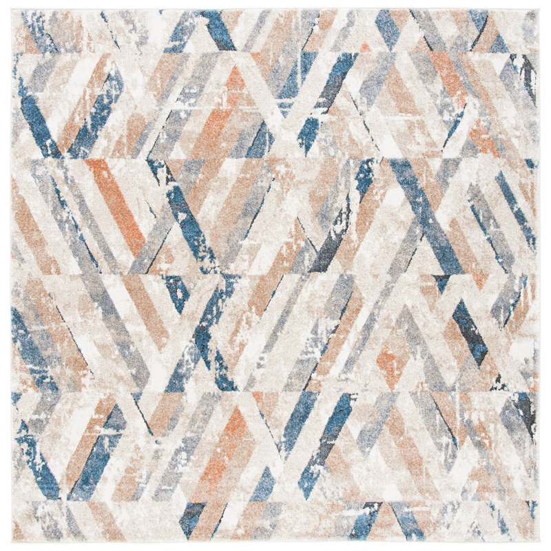 Coppertone Performance Geometric Rug, Square 6'7"