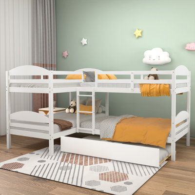 Gieselind Twin over Twin Solid Wood Standard Bunk Bed with Trundle by Harriet Bee -  049D922DC1284E76941E5458434D86BA