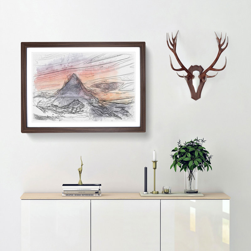 Matterhorn Mountain in Zermatt - Picture Frame Graphic Art Print, 62cm H x 87cm W x 2cm D, Walnut Framed