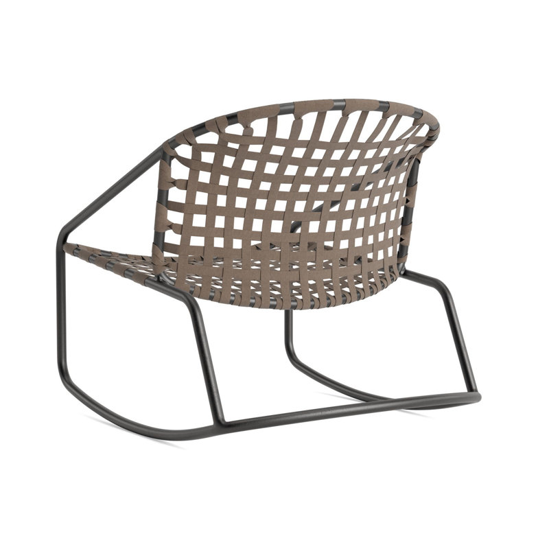 Kantan Outdoor Lounge Chair, Textured Pewter/Mica Suncloth Lace