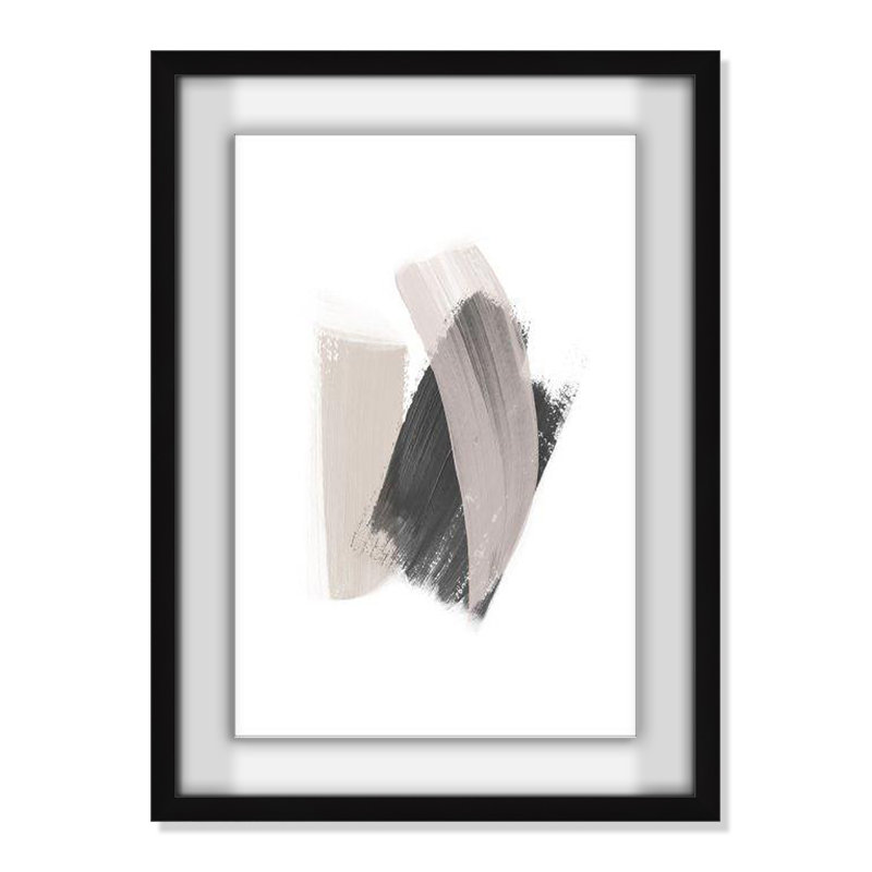 Alabaster Strokes - Peinture encadrée, H 1,25 po x l 23 po x P 1,25 po, Cadre noir satiné