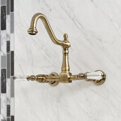 Kingston Brass Wilshire Double-Handle 2-Hole Wall-Mount Bridge Kitchen Faucet