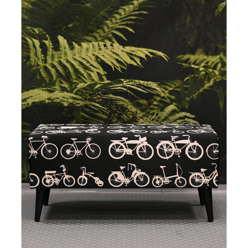 Polyester Blend Upholstered Bench, Black