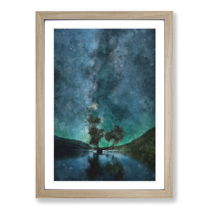 Milky Way Above Washington - Picture Frame Painting Print, 87cm H x 62cm W x 2cm D, Oak Framed