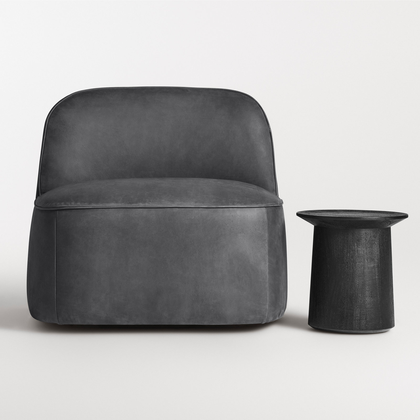 Looksee Upholstered Swivel Side Chair, Ink Leather