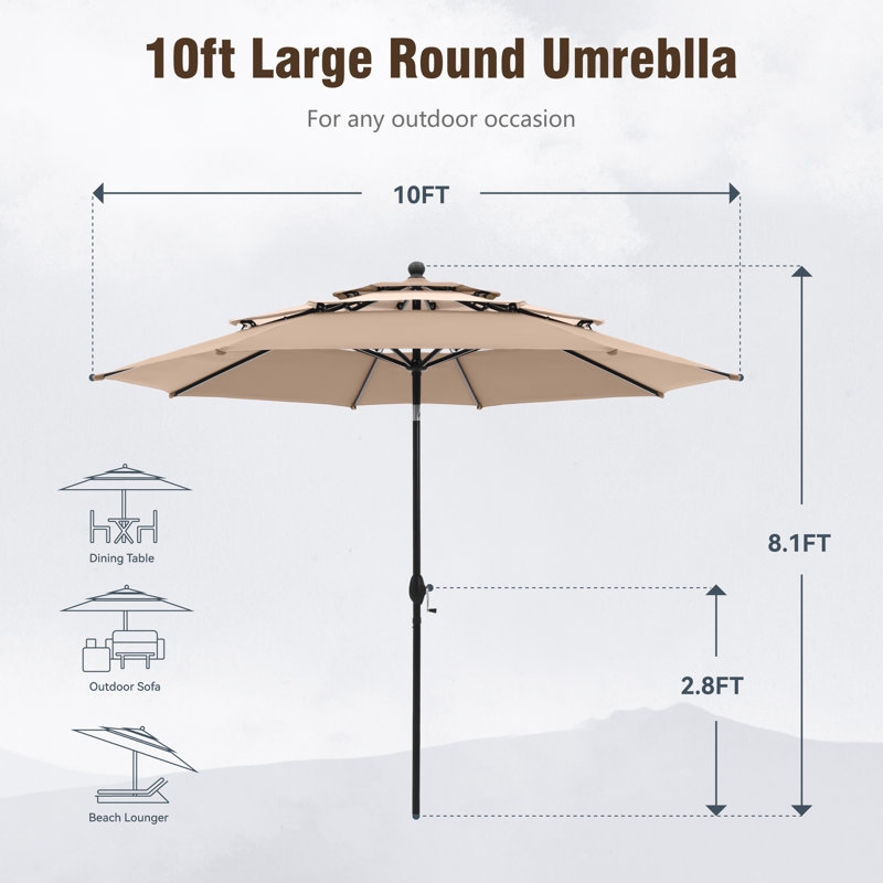 Parasol de marché 120 po Alyah, Beige / Cannelle