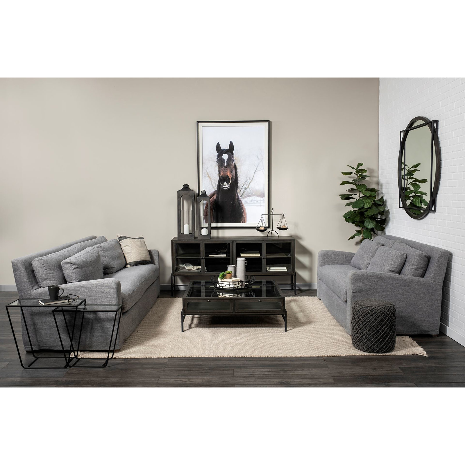 Nessa 93" Slipcovered Sofa, Castlerock Gray Basketweave