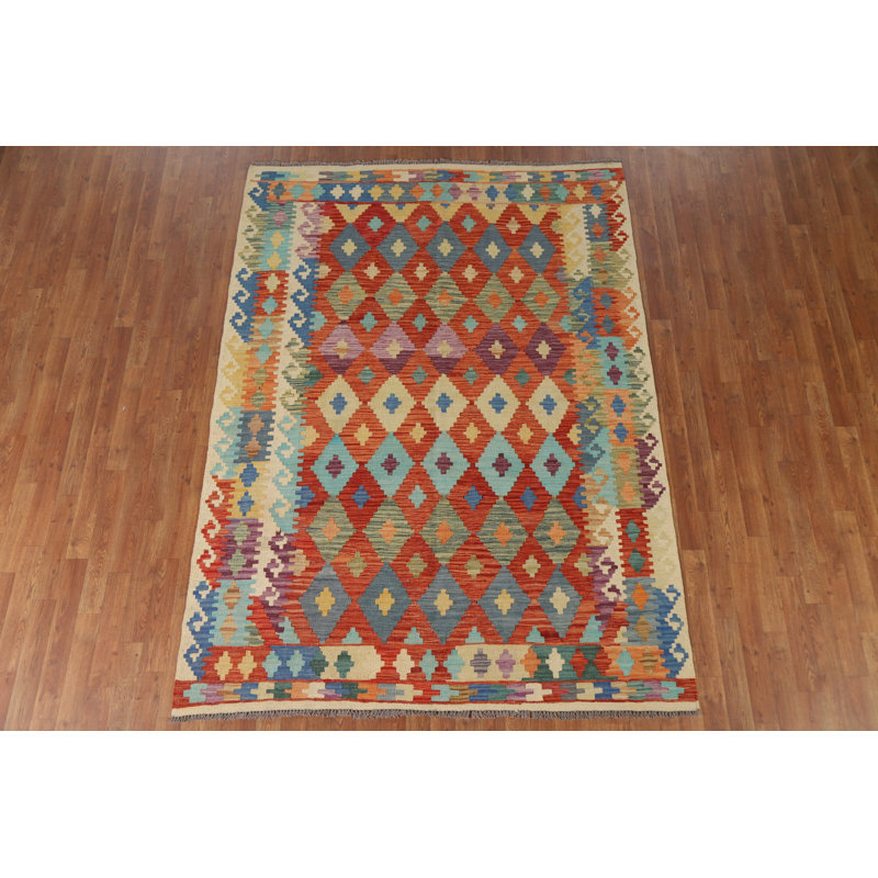Multicolor Wool Kilim Oriental Area Rug 6x8