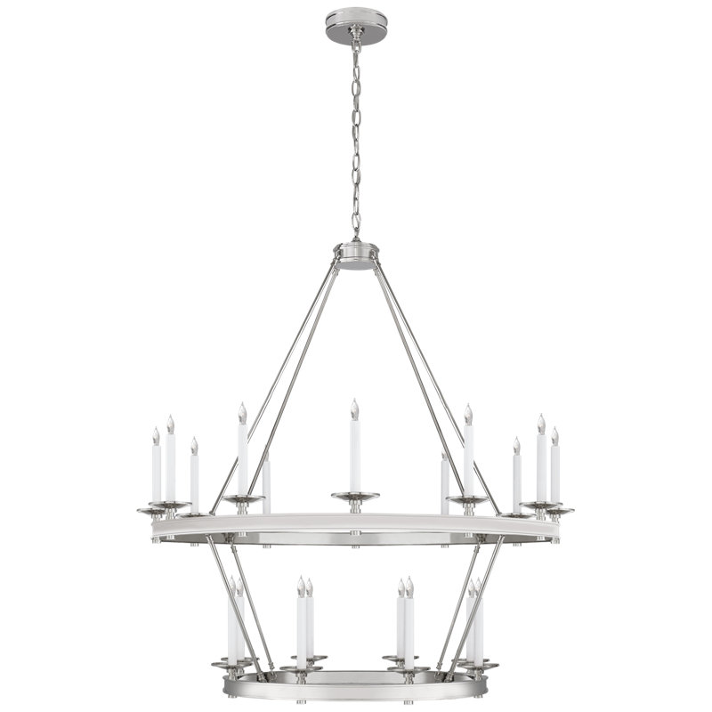 Chapman & Myers Launceton Two Tiered Chandelier, 47.5" H x 43.25" W x 43.25" D, Polished Nickel