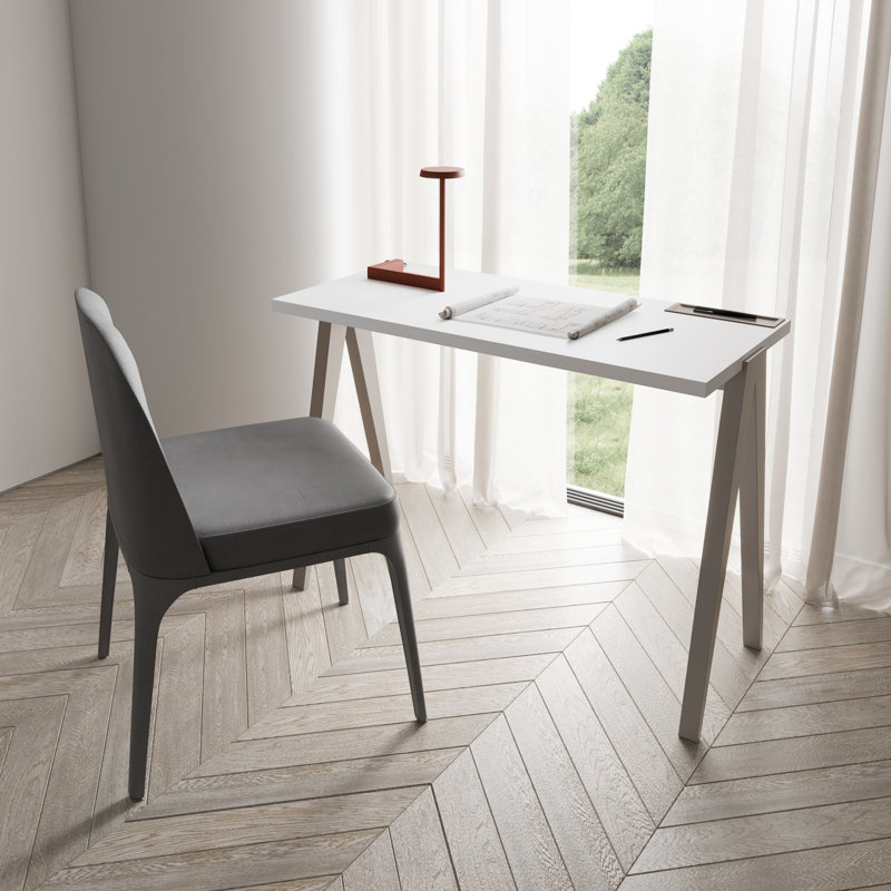Gundrath Solid Wood Base Writing Desk, White, Mink