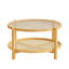 Table basse ronde en rotin 27 po, table basse en bambou à 2 niveaux avec plateau en verre 27 po
