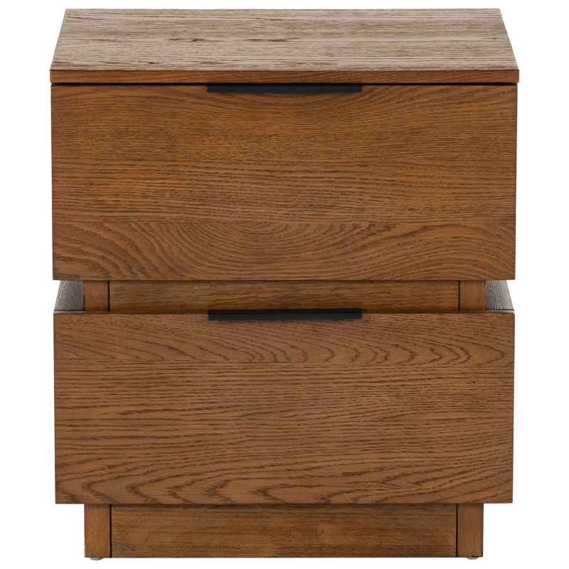 Titus 2 Drawer Nightstand, Medium Oak