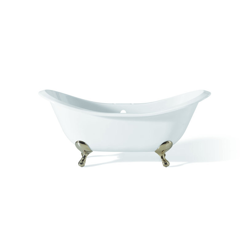 Regency 68'' x 31'' Soaking Cast Iron Bathtub, Polished Nickel, White Interior with Custom Exterior