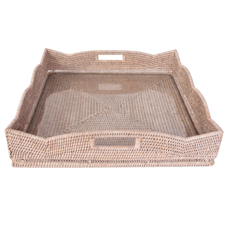 Landry Handmade Rattan Tray, White Wash