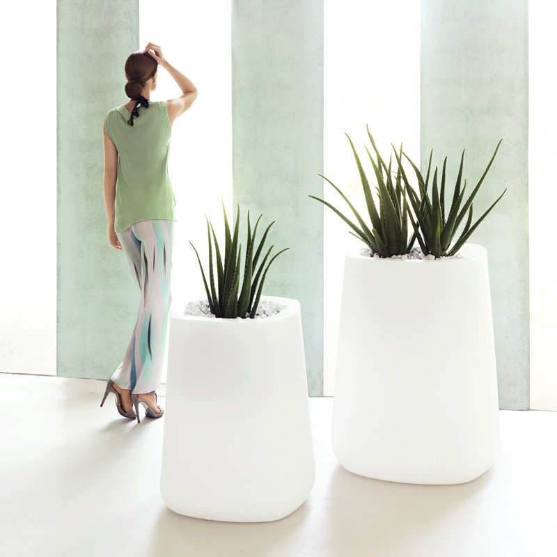 Ulm - High Square Resin Pot Planter - Basic, 29.5" H x 24.25" W x 24.25" D, White