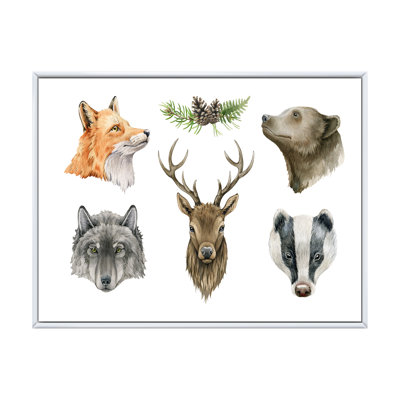 Renard, loup, grizzly et blaireau - peinture sur toile