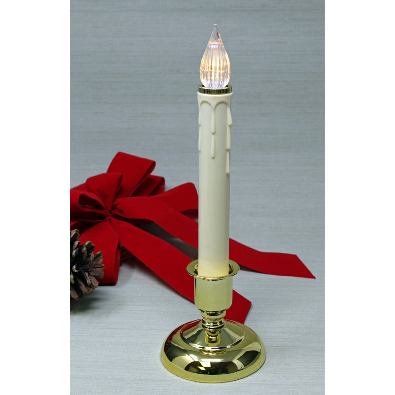 Unscented Flameless Candle, 9.5" H x 3' W x 3" D, Brass