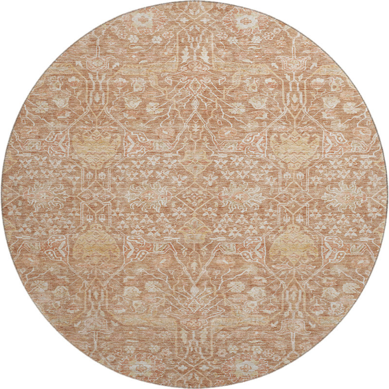 Premium Machine Washable Ducote AMF1133 Global Rug, Round 8'