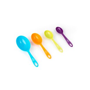 Reston Lloyd 8pc Measuring Cups & Spoons for Dry & Liquid Ingredients, Food Grade Plastic with Stainless Steel Handles, Lemon