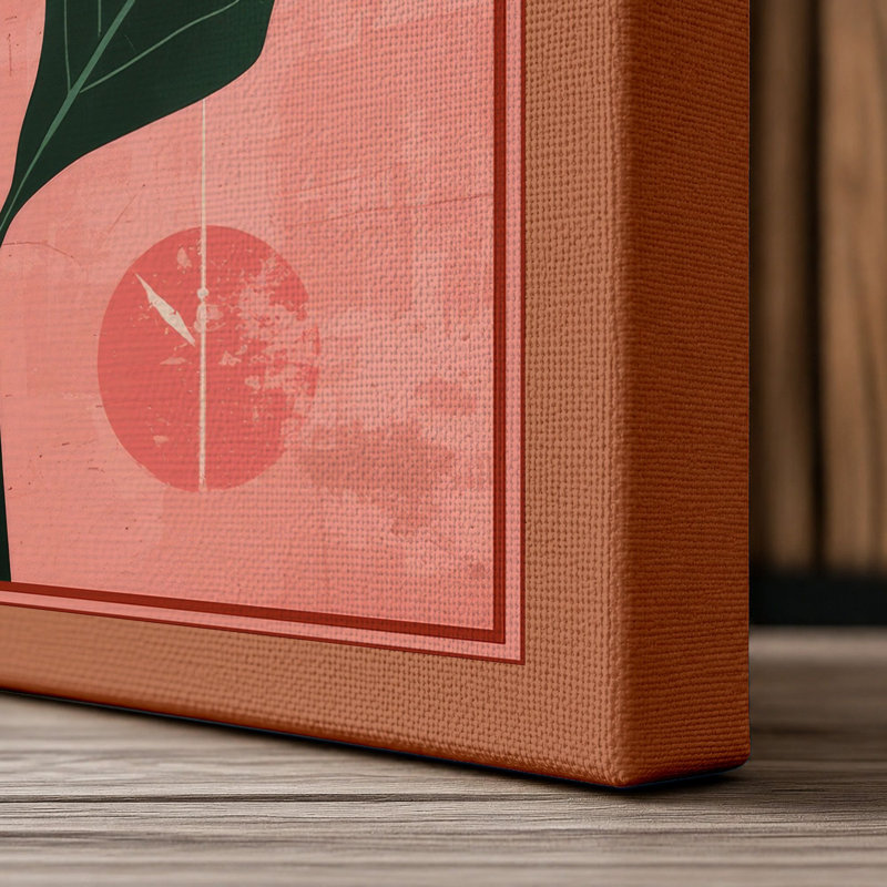 Single Stem in Bloom Botanical - Wrapped Canvas, 36x24 - 91.4 x 61.0 cm, Terracotta Border