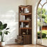 2PCS, 4-Tier L Shaped Corner Bookcase With 2 Drawers, 69" Freestanding Corner Bookshelf With Led Lights