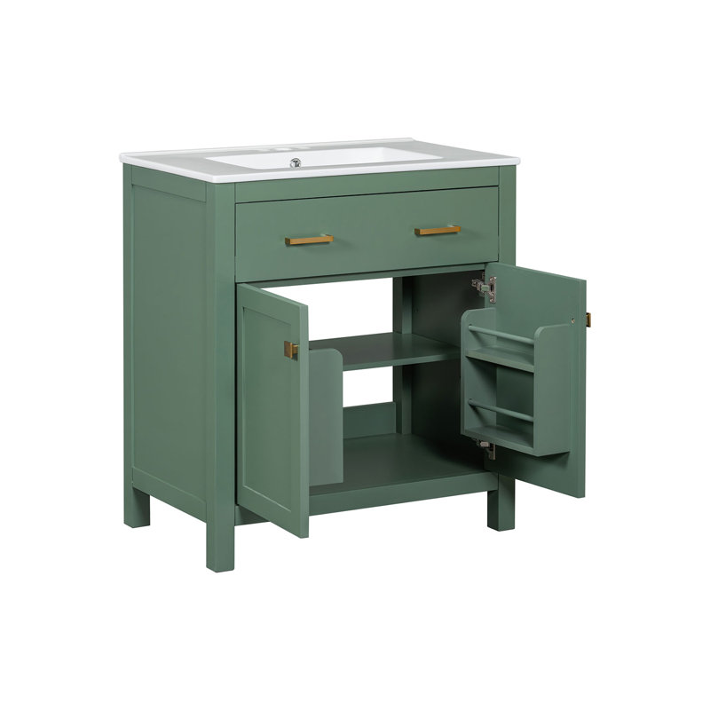Ensemble de meuble-lavabo 30 po avec 2 portes et une tablette, Vert