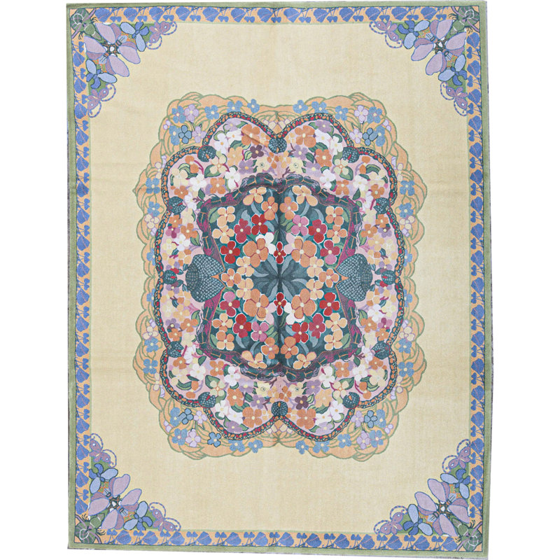Hand-Knotted High-Quality Yellow and Gold Area Rug